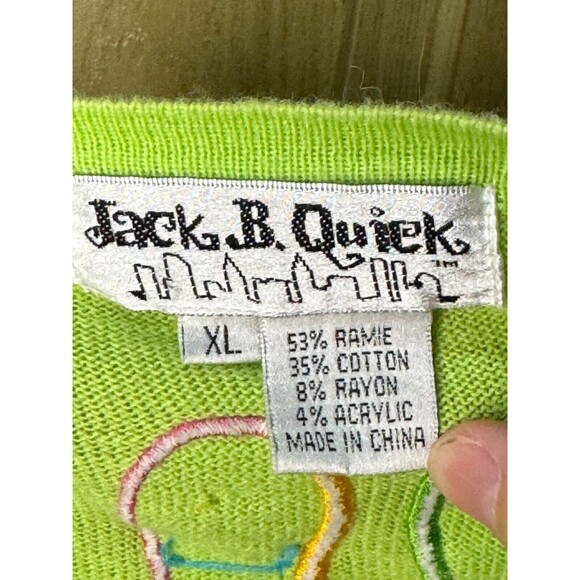 Jack B. Quick Summertime Theme Embroidered Beaded Cardigan Sweater XL - Picture 7 of 7
